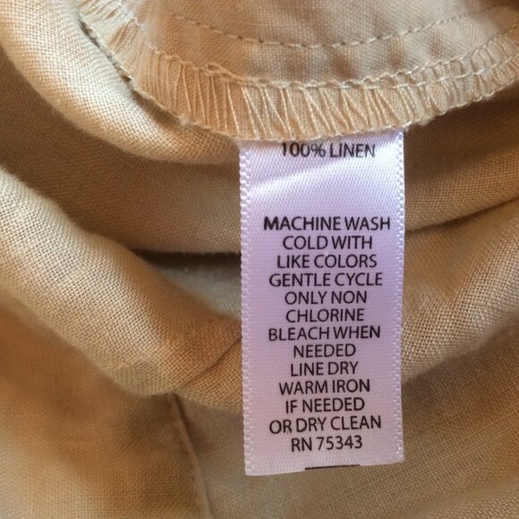 Willi Smith Khaki 100% Linen Wide Leg Y2K Trouser Good Preowned Pants Size 4 - Picture 4 of 4